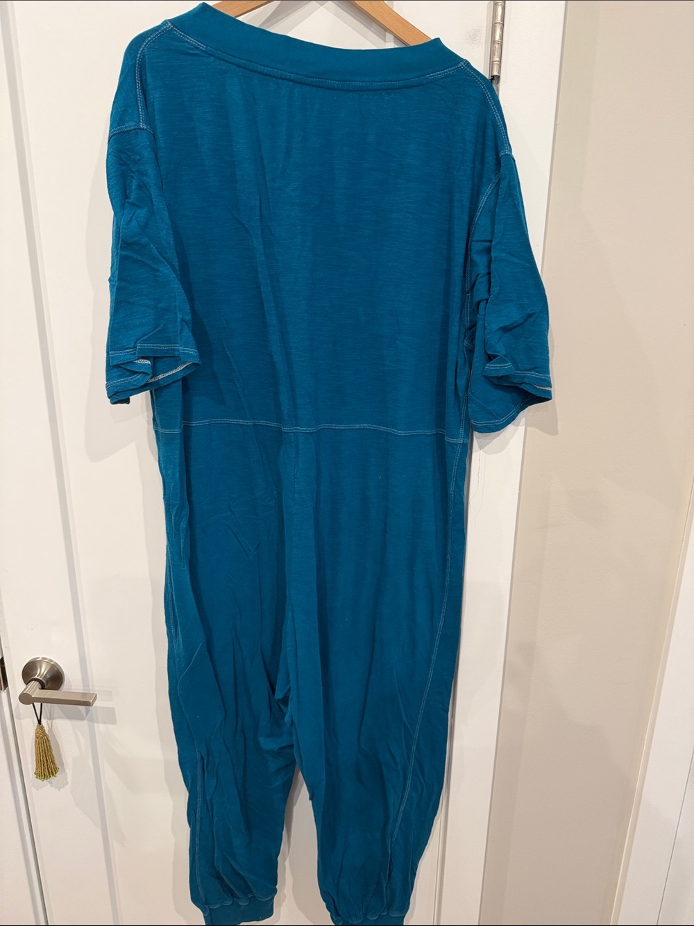 Natural Life teal cotton V-Neck Charlie Jumpsuit, M - Picture 3 of 3